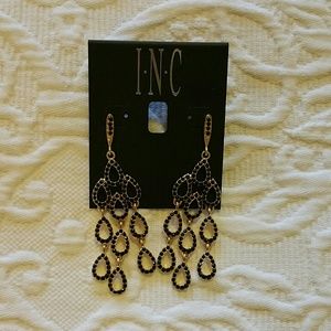 NWT INC Black and Gold Earrings